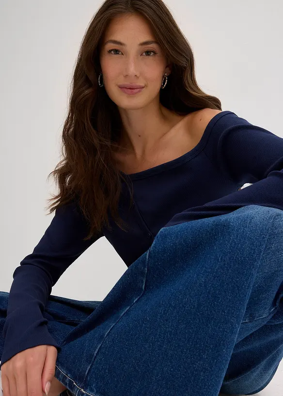 Geribde longsleeve, bonprix