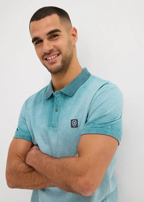 Piqué poloshirt in washed out used look, bonprix