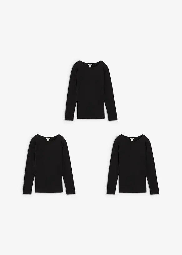 Meisjes longsleeve van katoen (set van 3), bonprix