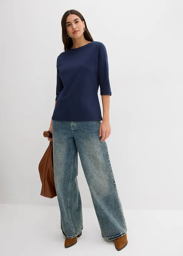 Shirt met carmen-hals van katoen, bonprix