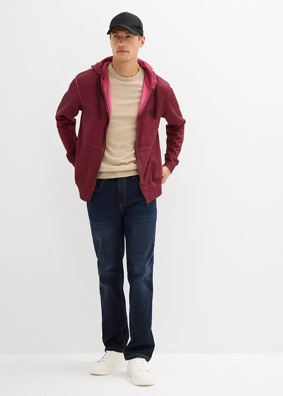 Sweatvest met capuchon in washed out look, bonprix