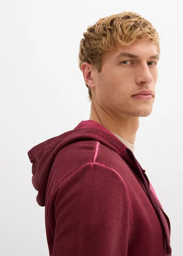 Sweatvest met capuchon in washed out look, bonprix