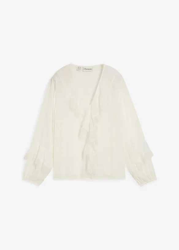 Chiffon blouse met volants, bonprix