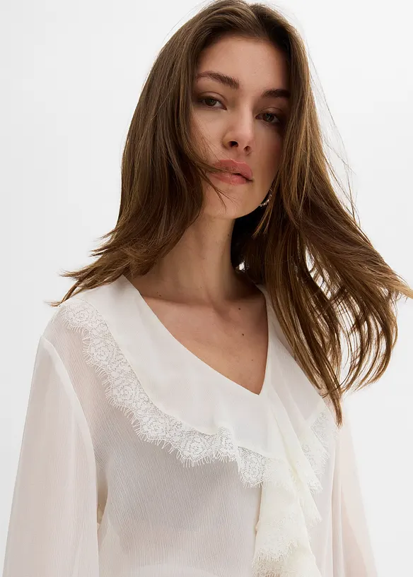 Chiffon blouse met volants, bonprix