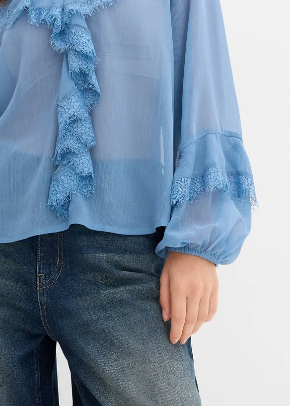 Chiffon blouse met volants, bonprix