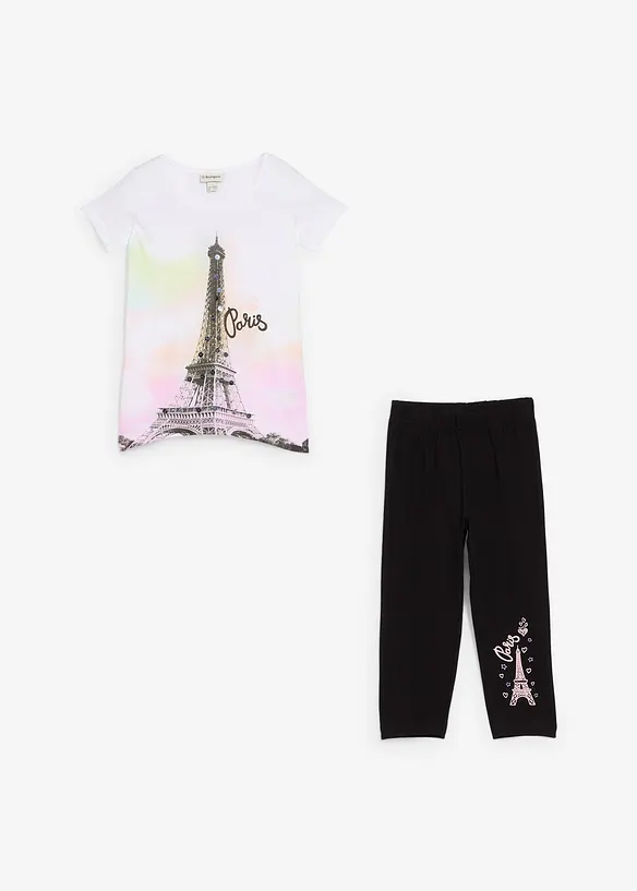 Meisjes shirt en 3/4 legging (2-dlg. set) met biologisch katoen, bonprix