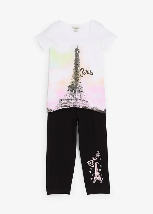 Meisjes shirt en 3/4 legging (2-dlg. set) met biologisch katoen, bonprix