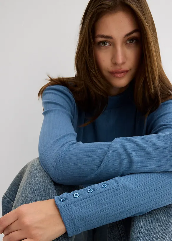 Longsleeve van geribd materiaal, bonprix