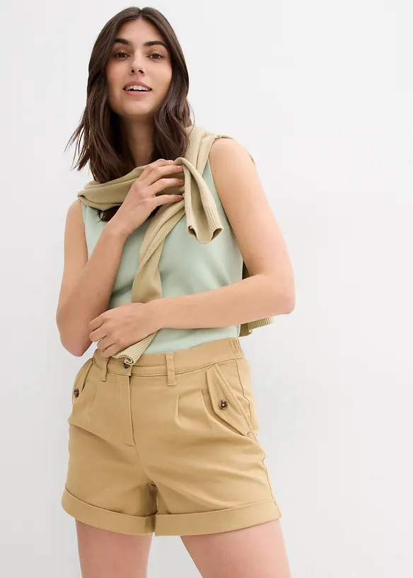 Twill short met hoge tailleband, bonprix