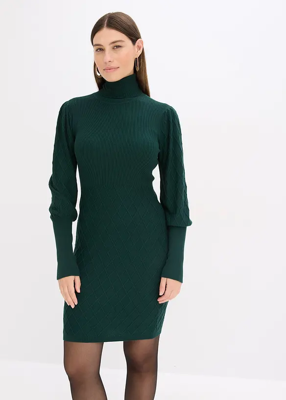 Gebreide jurk met col, bonprix