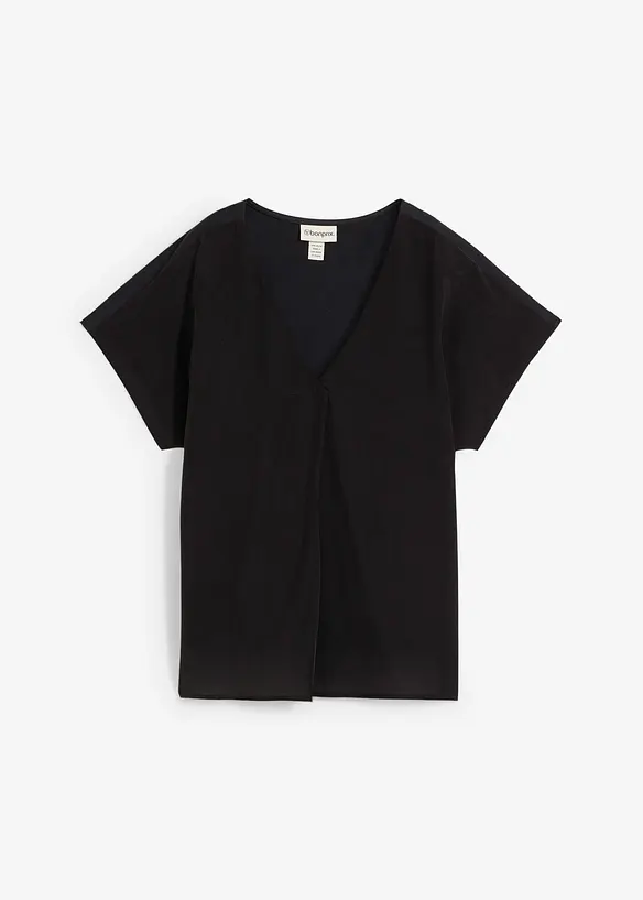 Shirt met zijde en geweven inzetstuk, bonprix