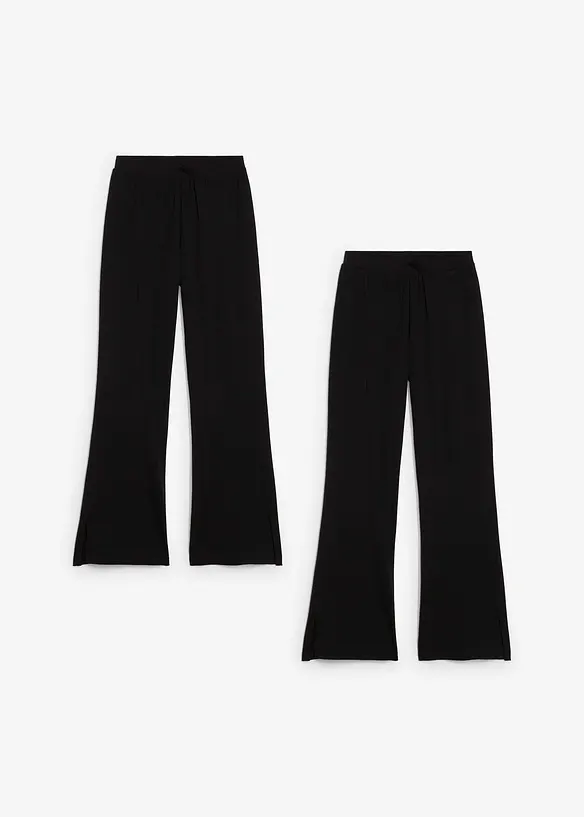 Uitlopende jersey broek van een elastische biologisch katoenmix (set van 2), bonprix