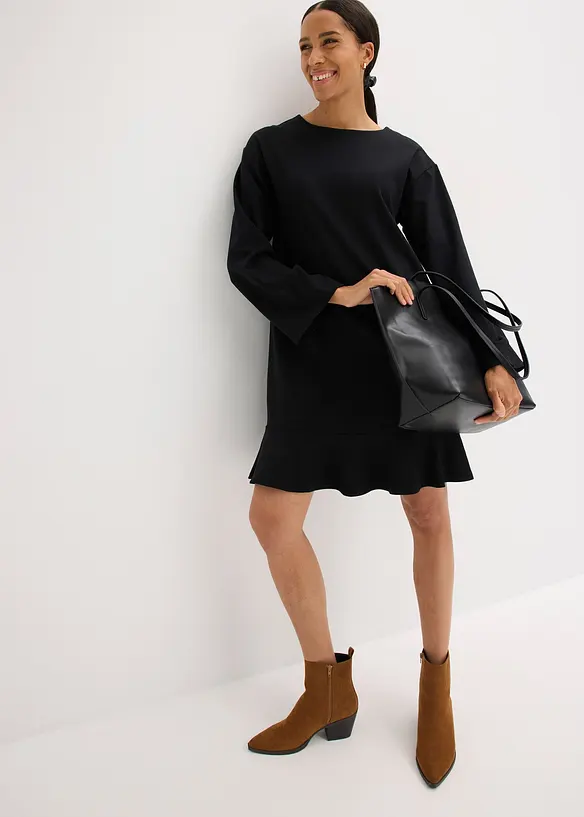 Korte jurk met volant van Punto di Roma, bonprix