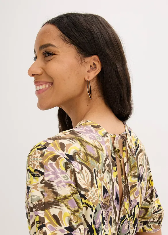 Gedessineerde midi jurk van soepele viscose, bonprix