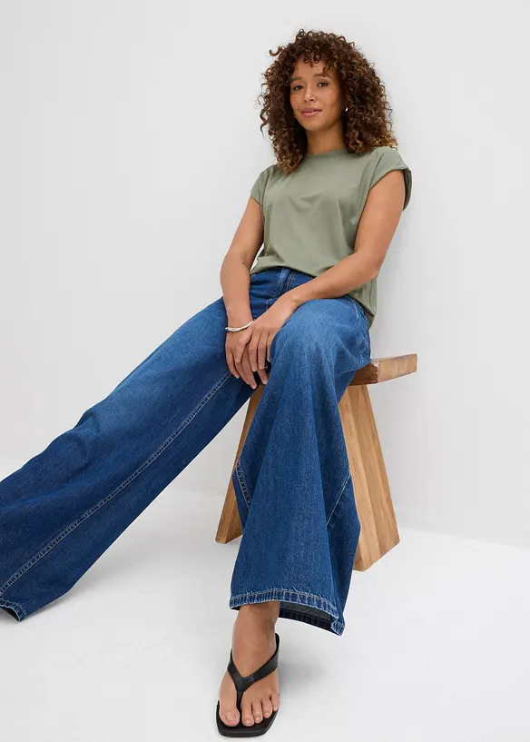 Wide leg jeans mid waist, bonprix