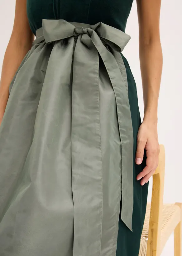 Dirndl met fluweel en schort van satijn (2-dlg. set), bonprix