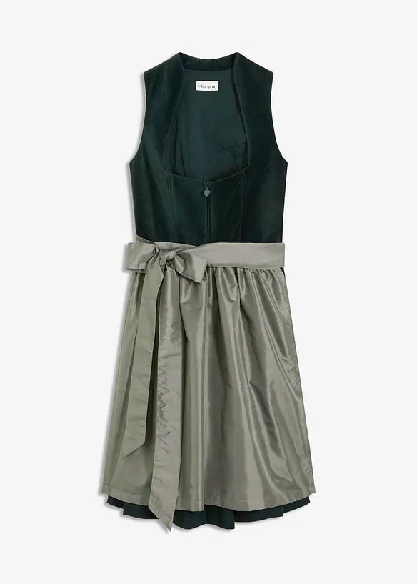 Dirndl met fluweel en schort van satijn (2-dlg. set), bonprix