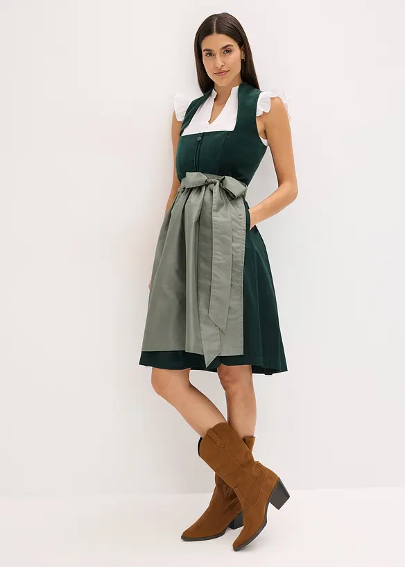 Dirndl met fluweel en schort van satijn (2-dlg. set), bonprix