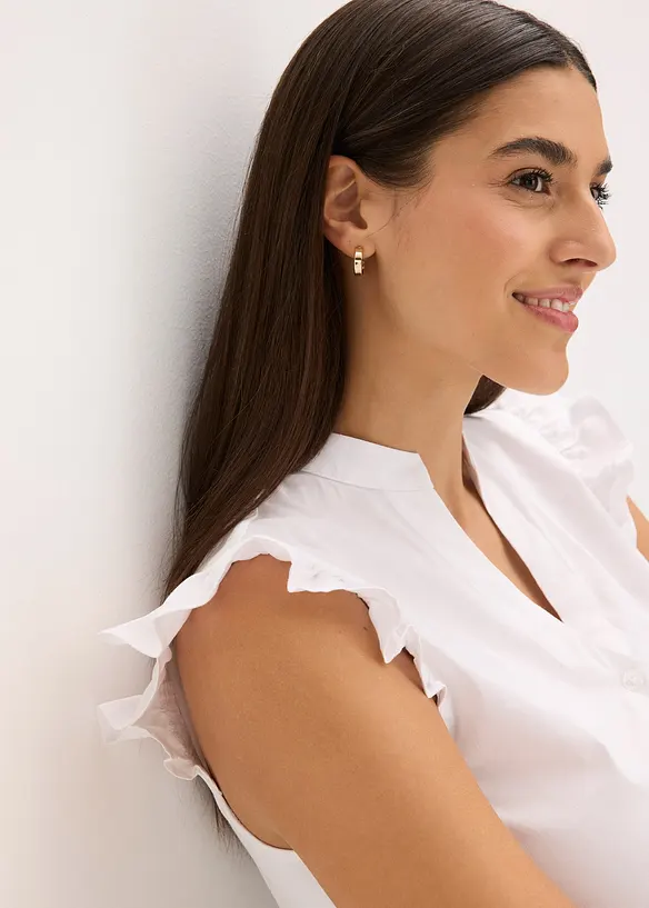 Dirndl blouse met opstaande kraag en ruches aan de mouwen, bonprix