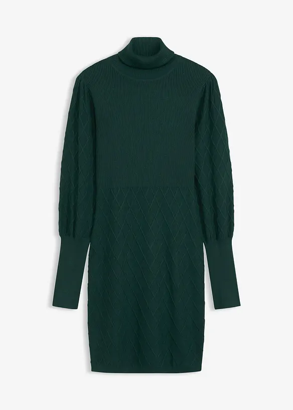 Gebreide jurk met col, bonprix