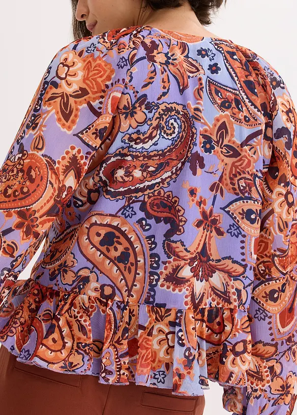Chiffon blouse met volants, bonprix