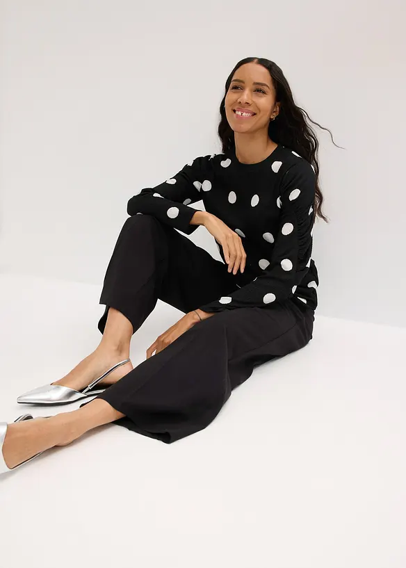 Longsleeve van gestructureerde crêpe, bonprix