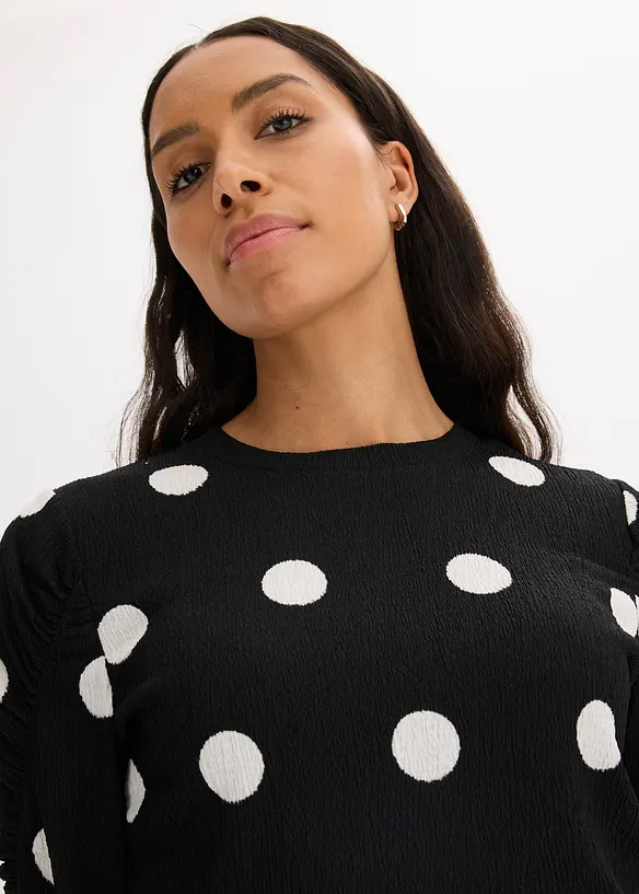 Longsleeve van gestructureerde crêpe, bonprix