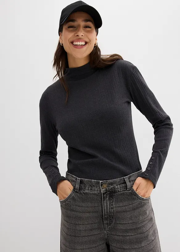 Longsleeve van geribd materiaal, bonprix