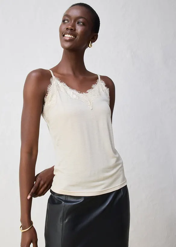 Top met wol en kant, bonprix