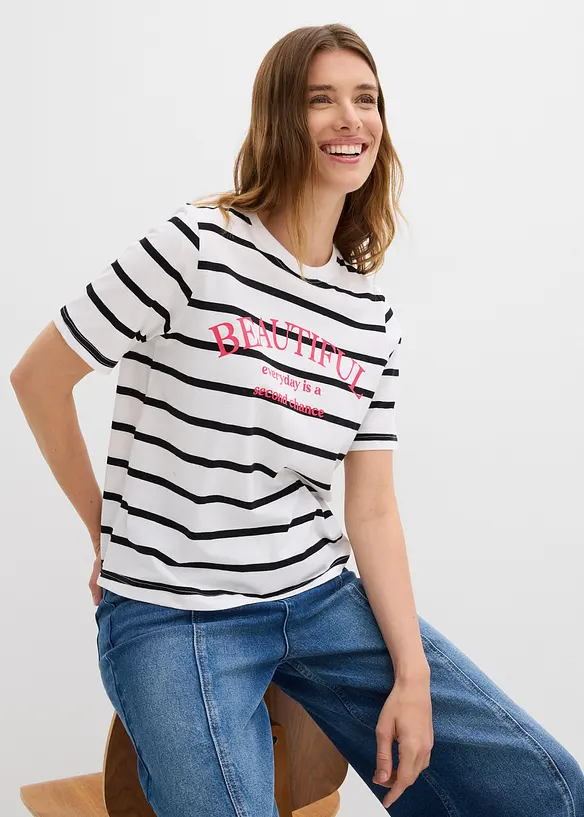 Gestreept T-shirt van puur katoen, bonprix