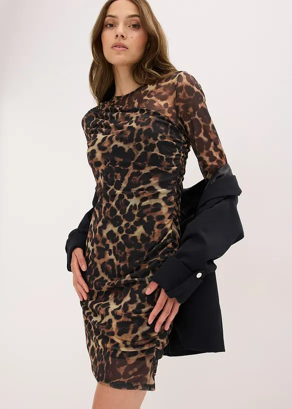 Mini jurk met plooitjes, bonprix