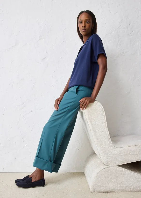 Flared broek met wol, bonprix