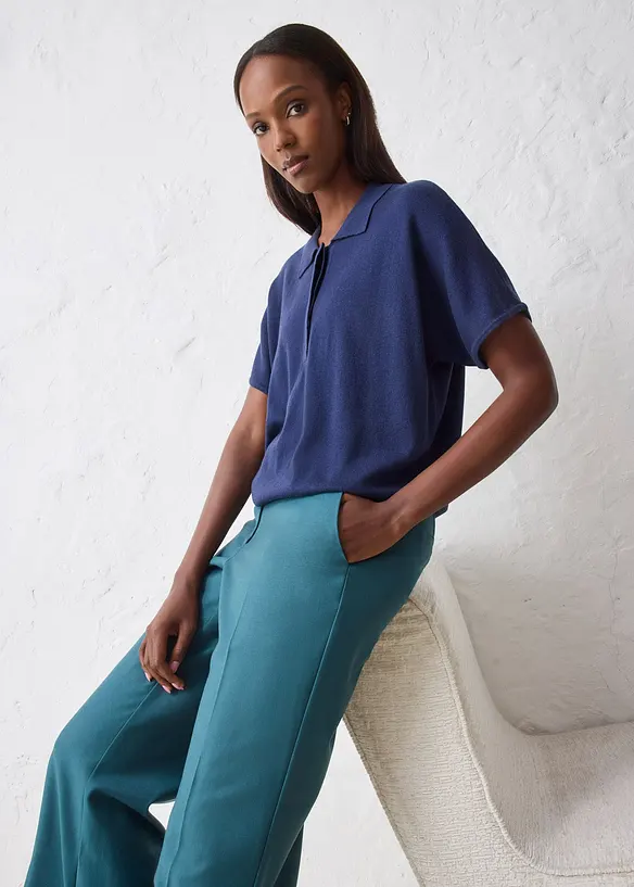 Flared broek met wol, bonprix