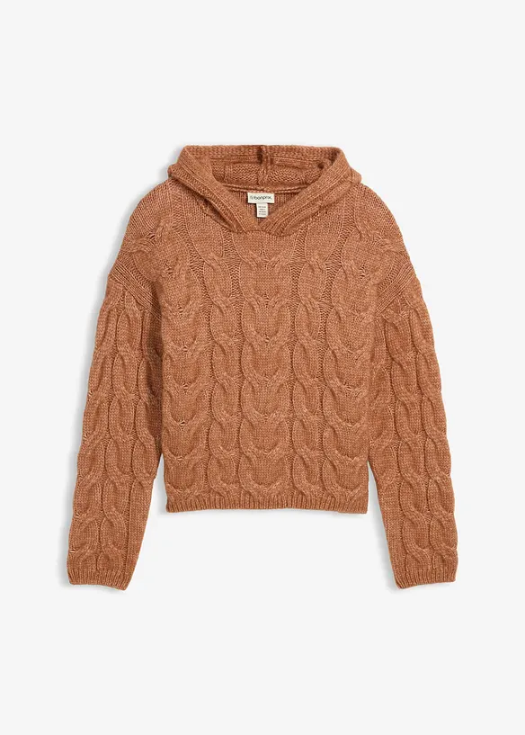 Gebreide hoodie van een zachte wolmix, bonprix