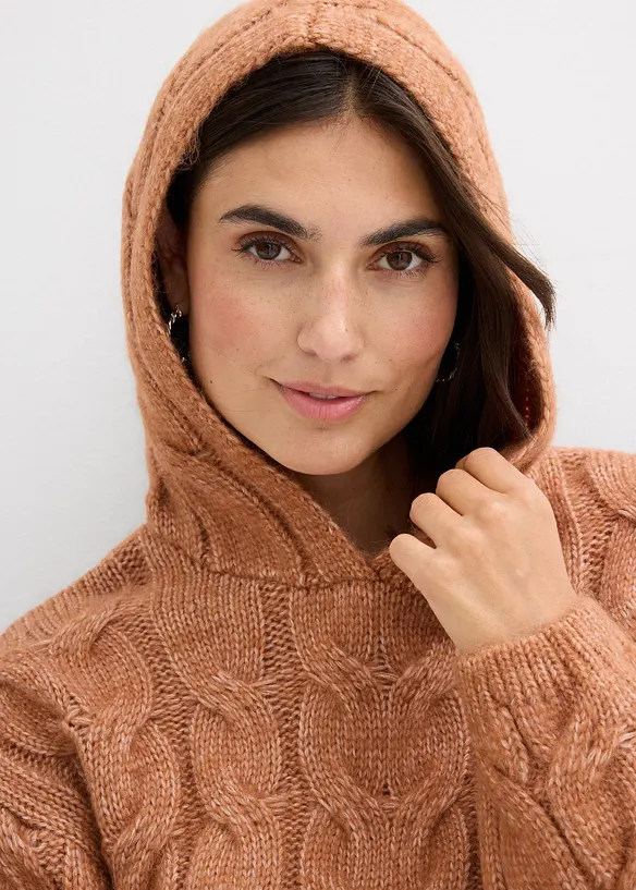 Gebreide hoodie van een zachte wolmix, bonprix