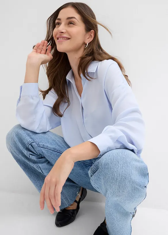 Overhemdblouse van soepel satijn, bonprix