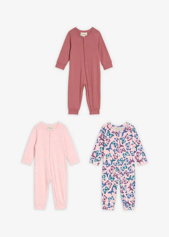 Baby pyjama onesie (set van 3), bonprix