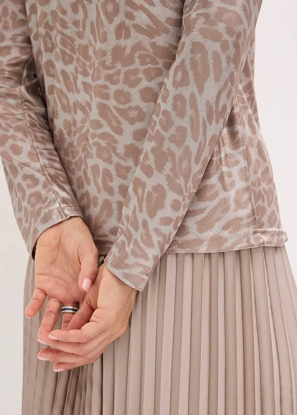 Shirt met glanzende luipaardprint, bonprix