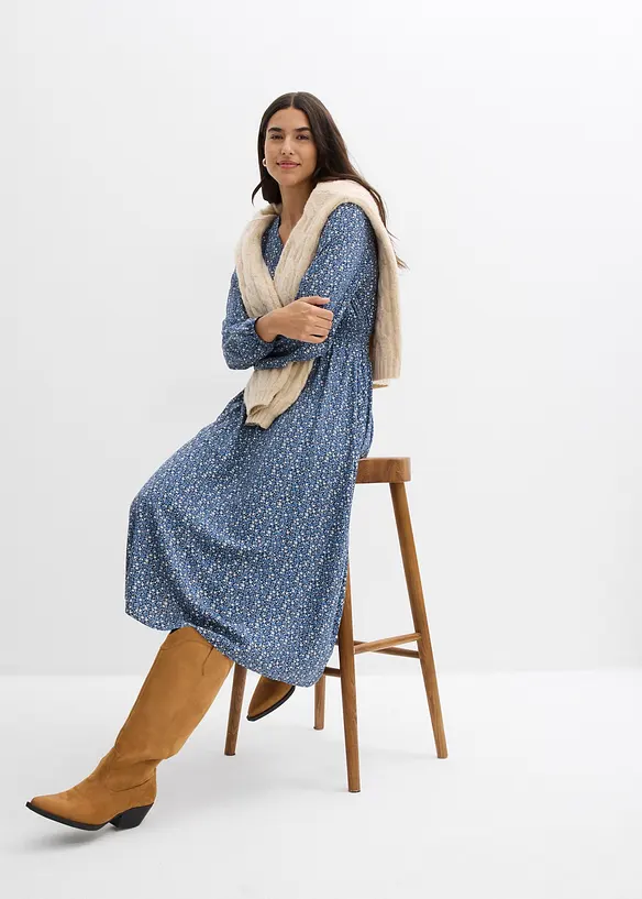 Midi jurk van soepele viscose, bonprix