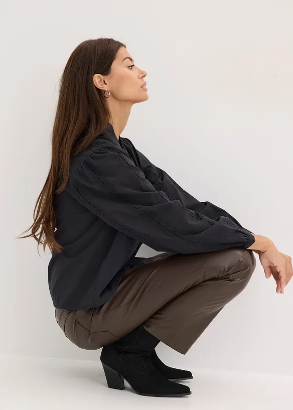 Blouse van katoen met details van kant, bonprix