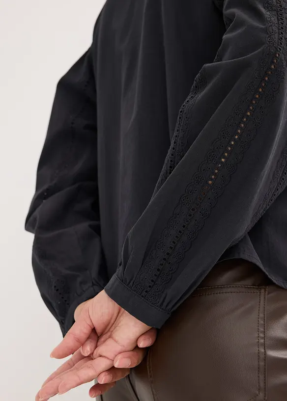 Blouse van katoen met details van kant, bonprix