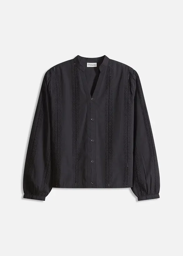 Blouse van katoen met details van kant, bonprix