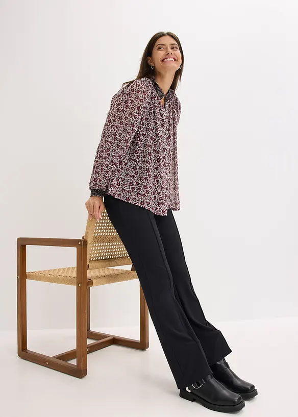 Gedessineerde chiffon blouse met borduursel, bonprix