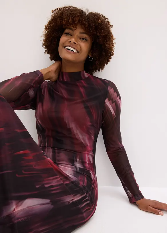 Midi jurk van zachte mesh, bonprix