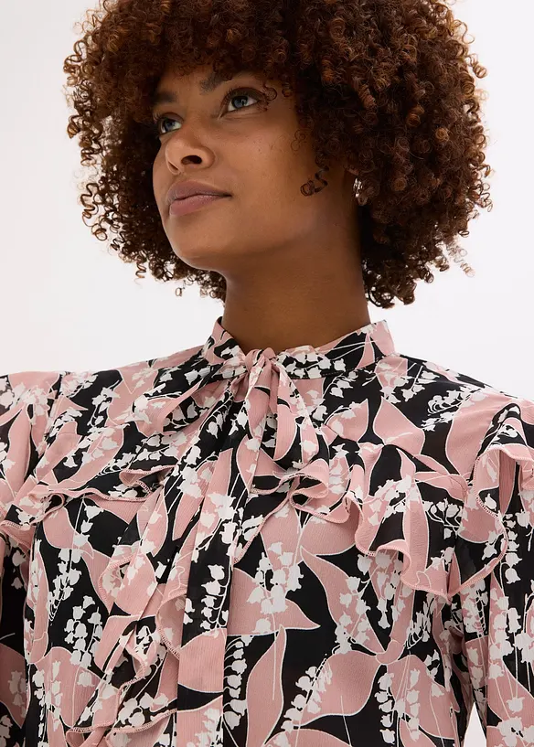 Chiffon blouse met volants, bonprix