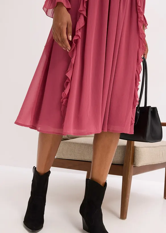 Chiffon jurk met volants, bonprix