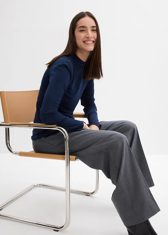 Geribd shirt met plooitjes, bonprix