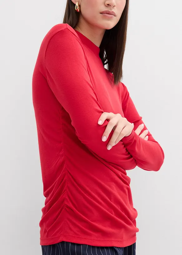 Geribd shirt met plooitjes, bonprix