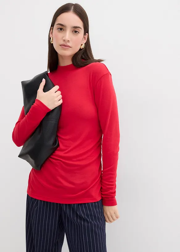 Geribd shirt met plooitjes, bonprix