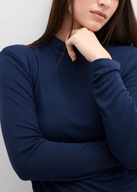 Geribd shirt met plooitjes, bonprix